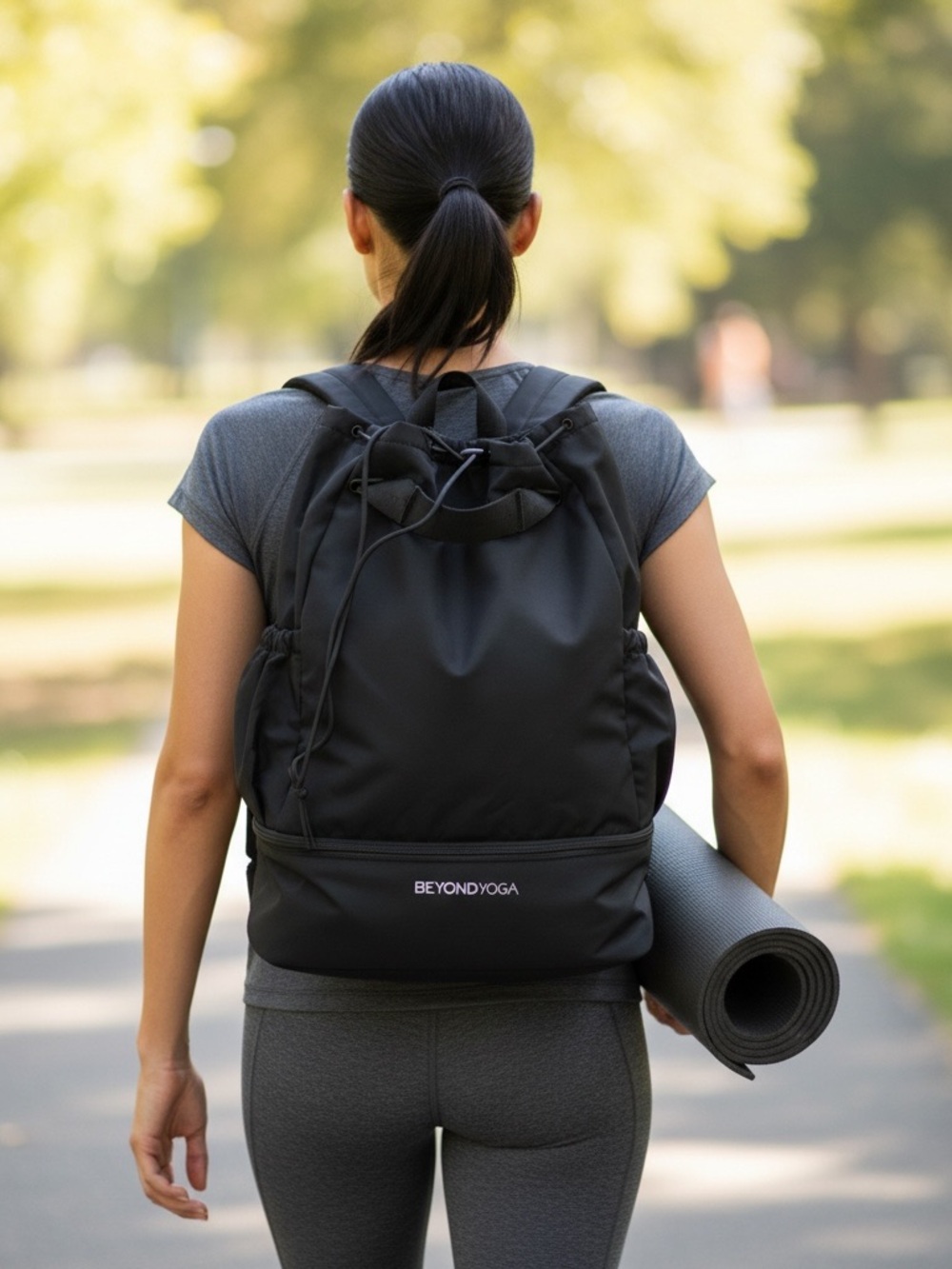 Beyond Yoga Black Drawstring Yoga or Gym backpack